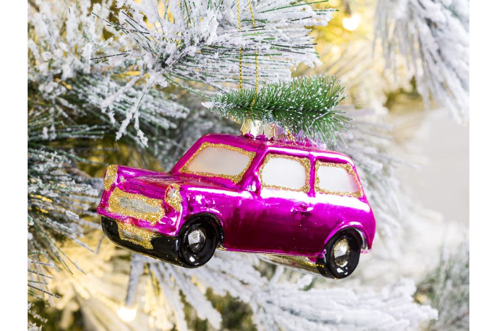 Weihnachtsdeko Auto mit Baum auf Dach Rosa - Hier Kaufen
