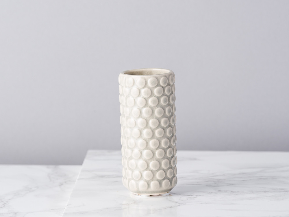 Bloomingville Vase Cool Grey Dots Blumenvase Aus Keramik In Grau Mit Punkt Muster Hohe Ca 9 Cm