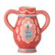 Bloomingville Vase ODINA Rot mit Henkeln 15 cm hoch Blumenmotiv handbemalt in Blau Rosa und Weißtönen Blumenvase Nr 82061351