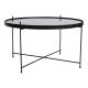 House Nordic Beistelltisch VENEZIA Schwarz Rund 70 cm Glas Metall Abstelltisch Couchtisch Nr. 2101200